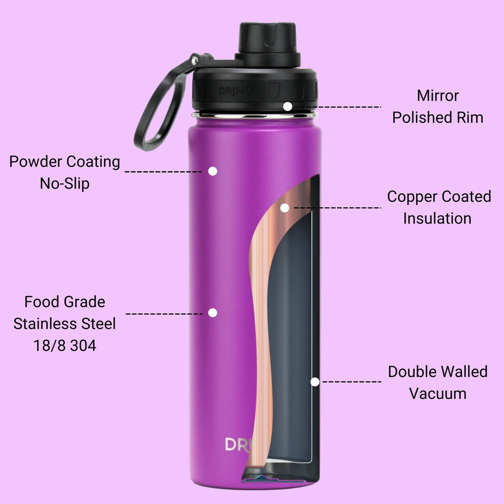 22 oz Insulated Sport Water Bottle – Deep Purple