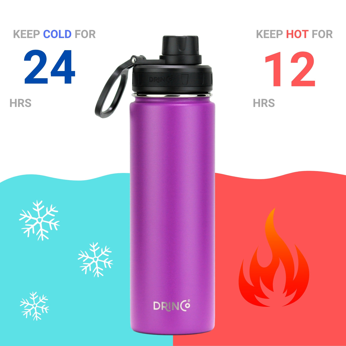 22 oz Insulated Sport Water Bottle – Deep Purple