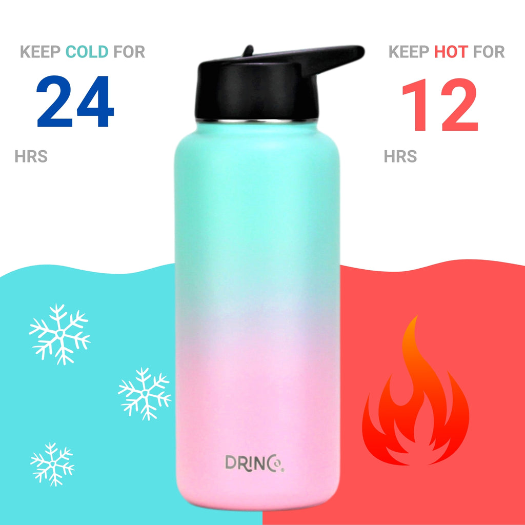 32 oz Insulated Water Bottle with 3 Lids