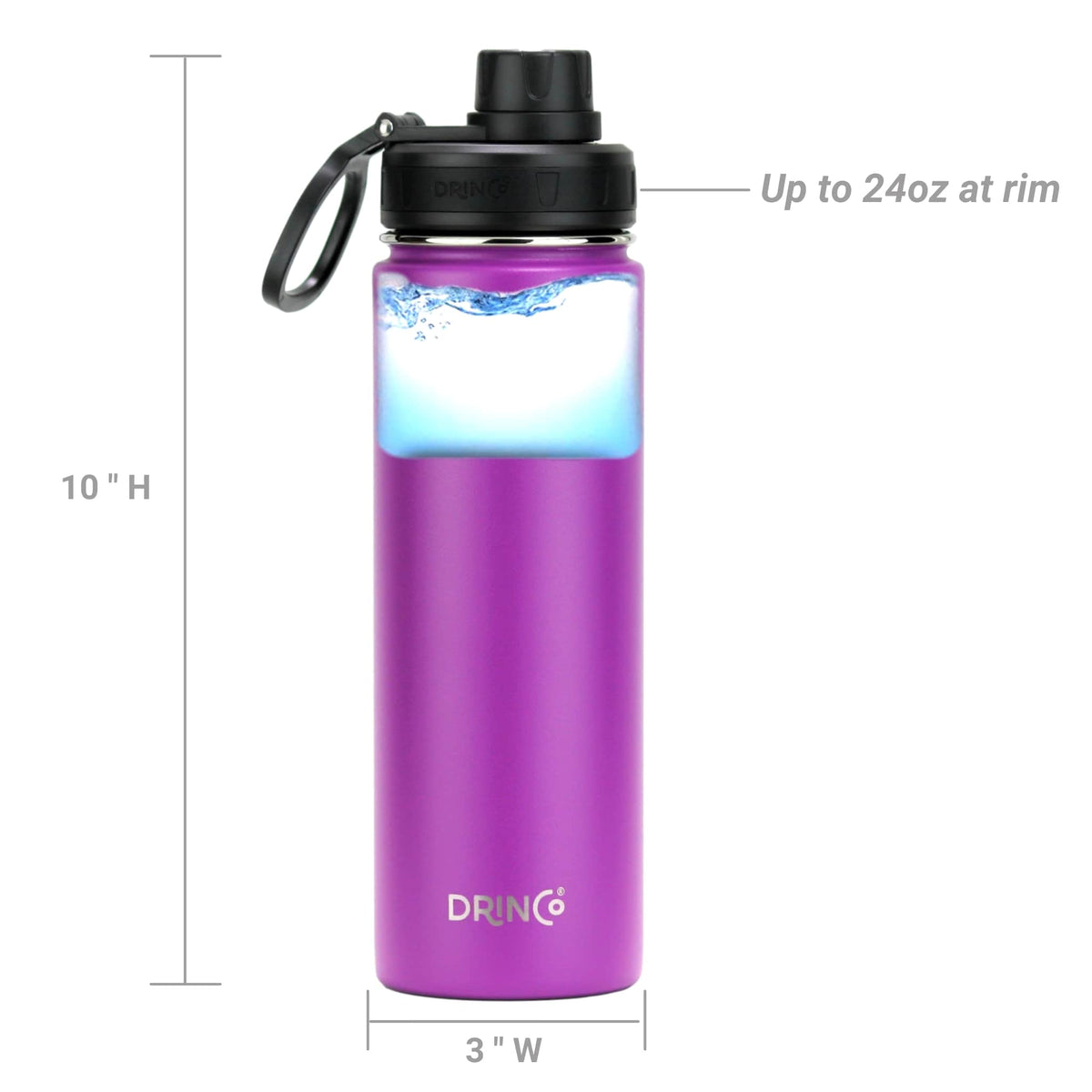 22 oz Insulated Sport Water Bottle – Deep Purple